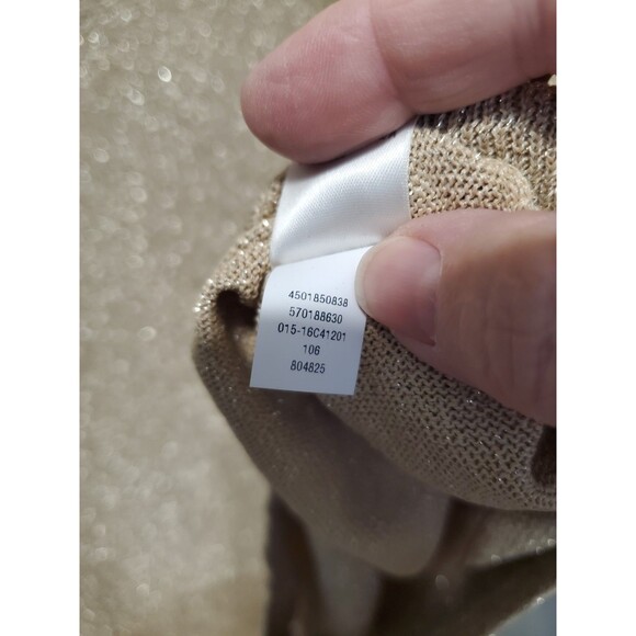 Chico's Gold Shimmer Draped Neck Long Sleeve Sweater Tunic Size 4 (XXL) NWT - Picture 8 of 8